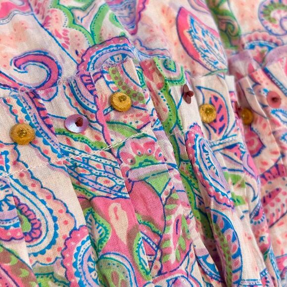 Beaded Boho Chic Pastel Purple Pink Paisley Tiered Ruffle Fairy Skirt Medium - Picture 4 of 8